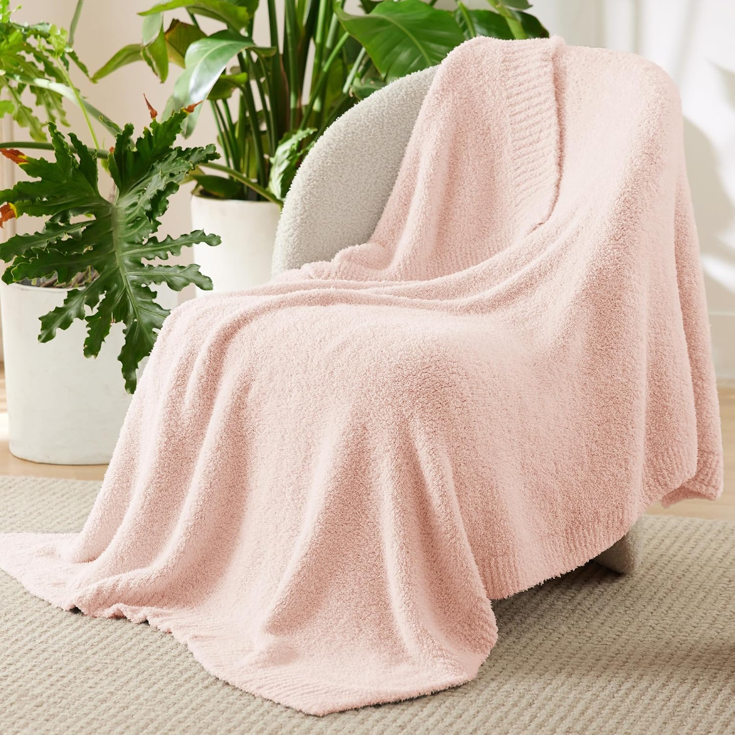 Knit Beige Throw Pillow — 50" — 06 - Crystal Pink