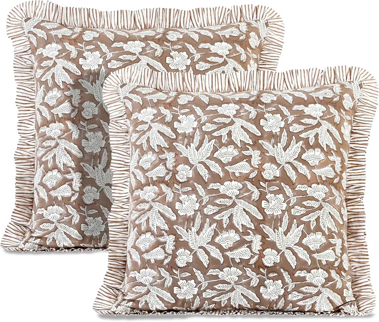 Blue Throw Pillow Cover — 18" — Oak Brown