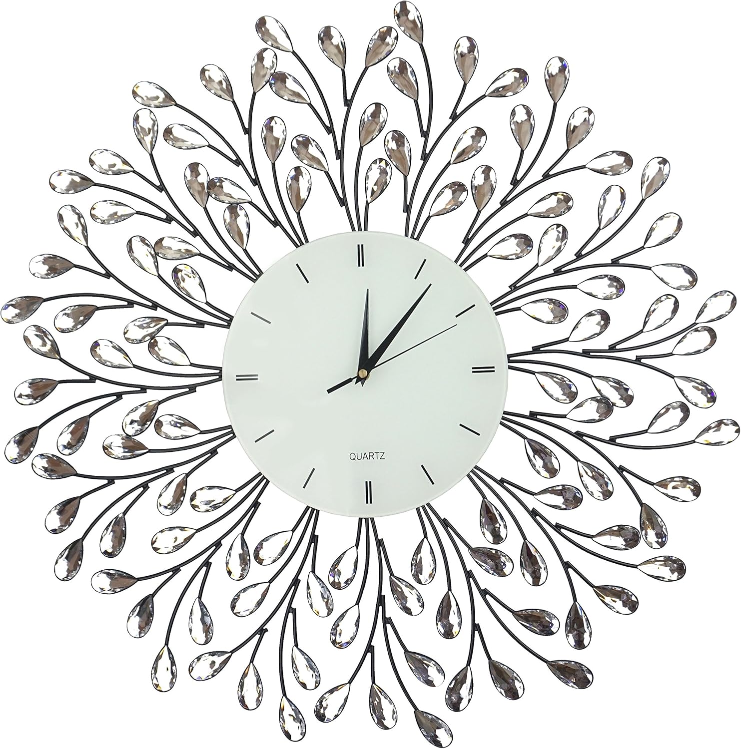 Luxe Black Wall Clock — 25" — White Dial/Lines