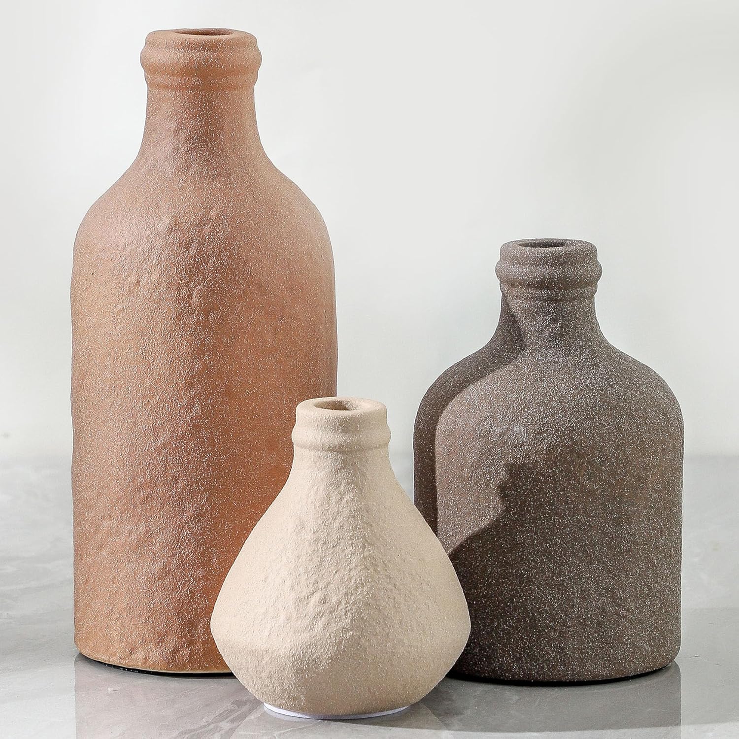 Farmhouse Blue Vase Set — Set of 3 — 009-multicolor Metallic
