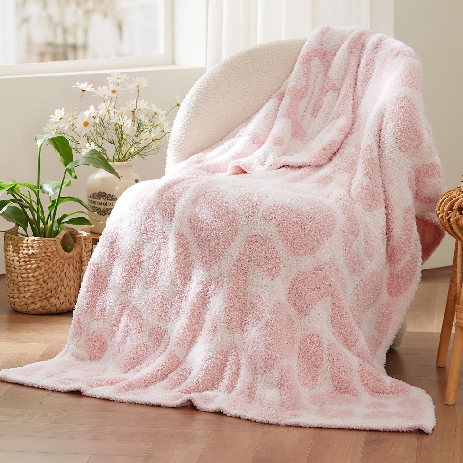 Knit Beige Throw Pillow — 50" — 13 - Leopard Pink