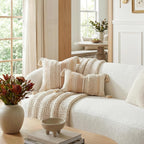 Tufted Boho Beige Throw Pillow Cover — 20" - View 2