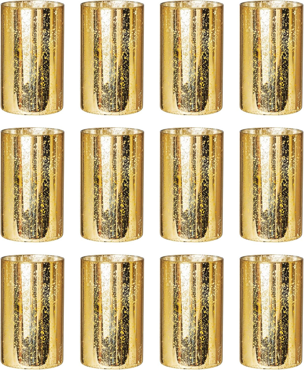 Luxe Gold Pillar Candle — Set of 12 — Gold