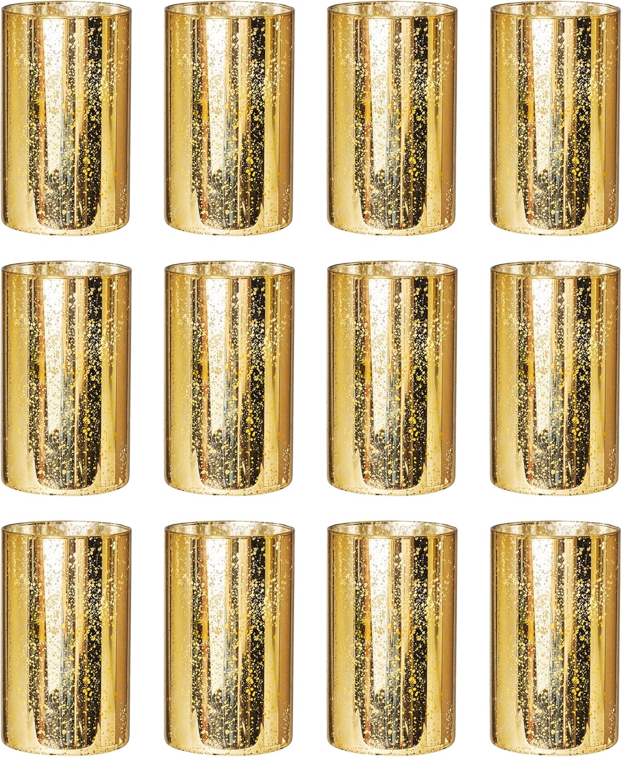 Luxe Gold Pillar Candle — Set of 12 — Gold