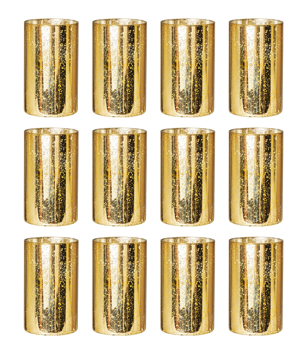 Luxe Gold Pillar Candle — Set of 12