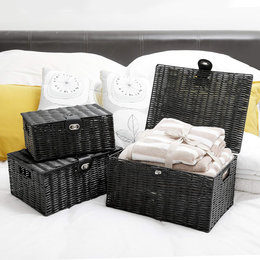 Boho Black Storage Basket — Set of 3 - View 2