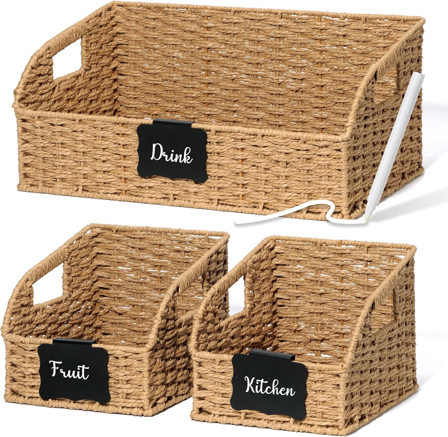 Handwoven Boho Beige Storage Bin — Natural * Paper