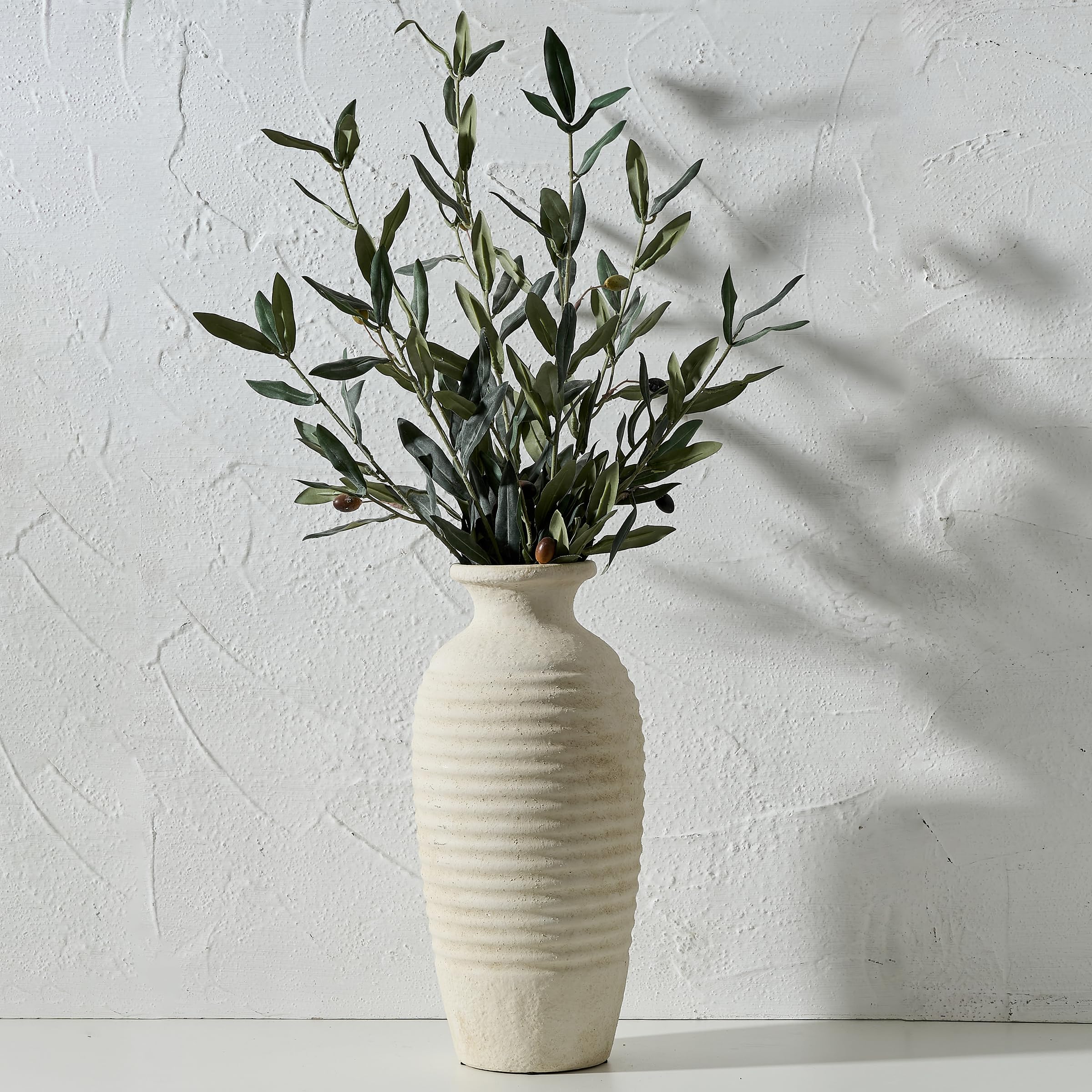 Vintage Farmhouse Beige Vase — 14.4"
