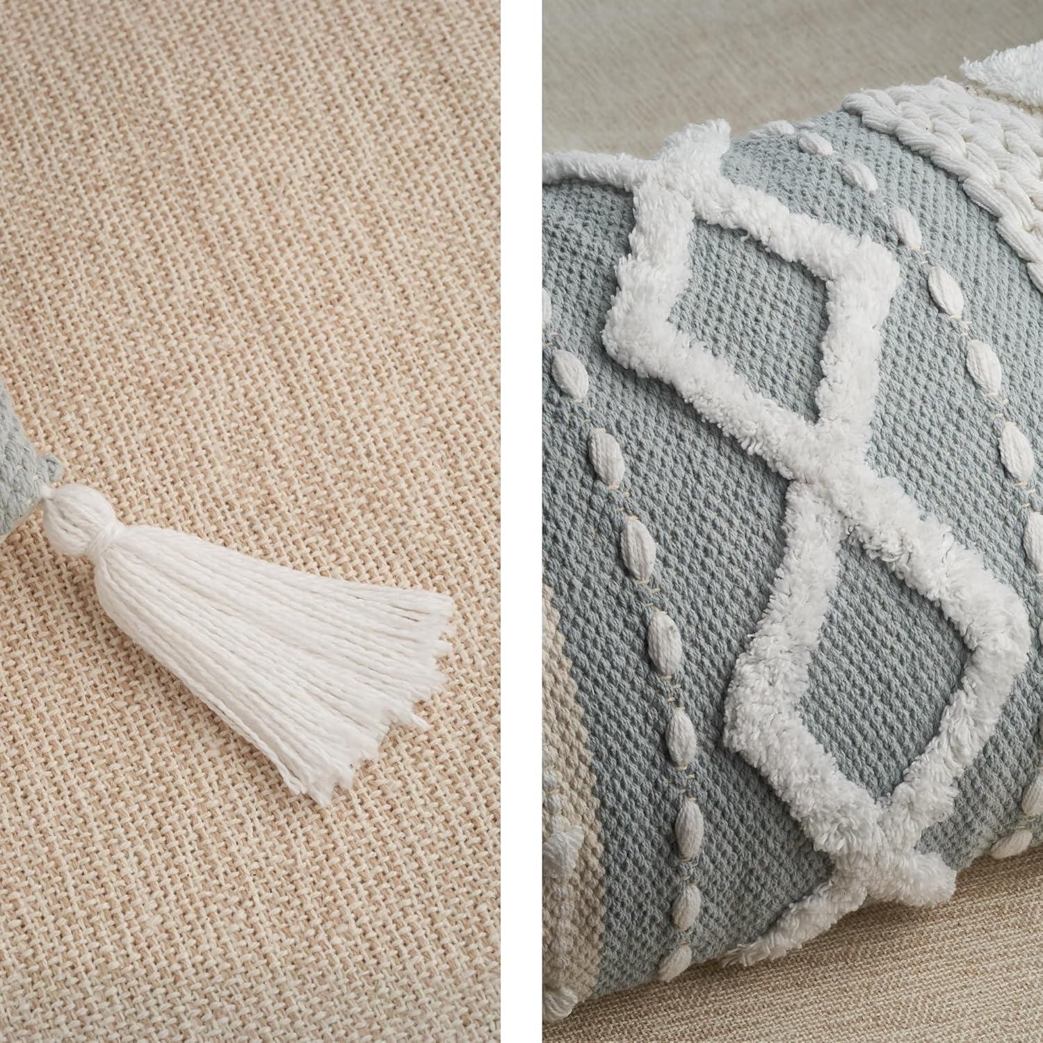 Lumbar Boho Blue Pillow Cover — 14x36 - View 8