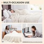 Knit Beige Throw Pillow — 50" - View 5