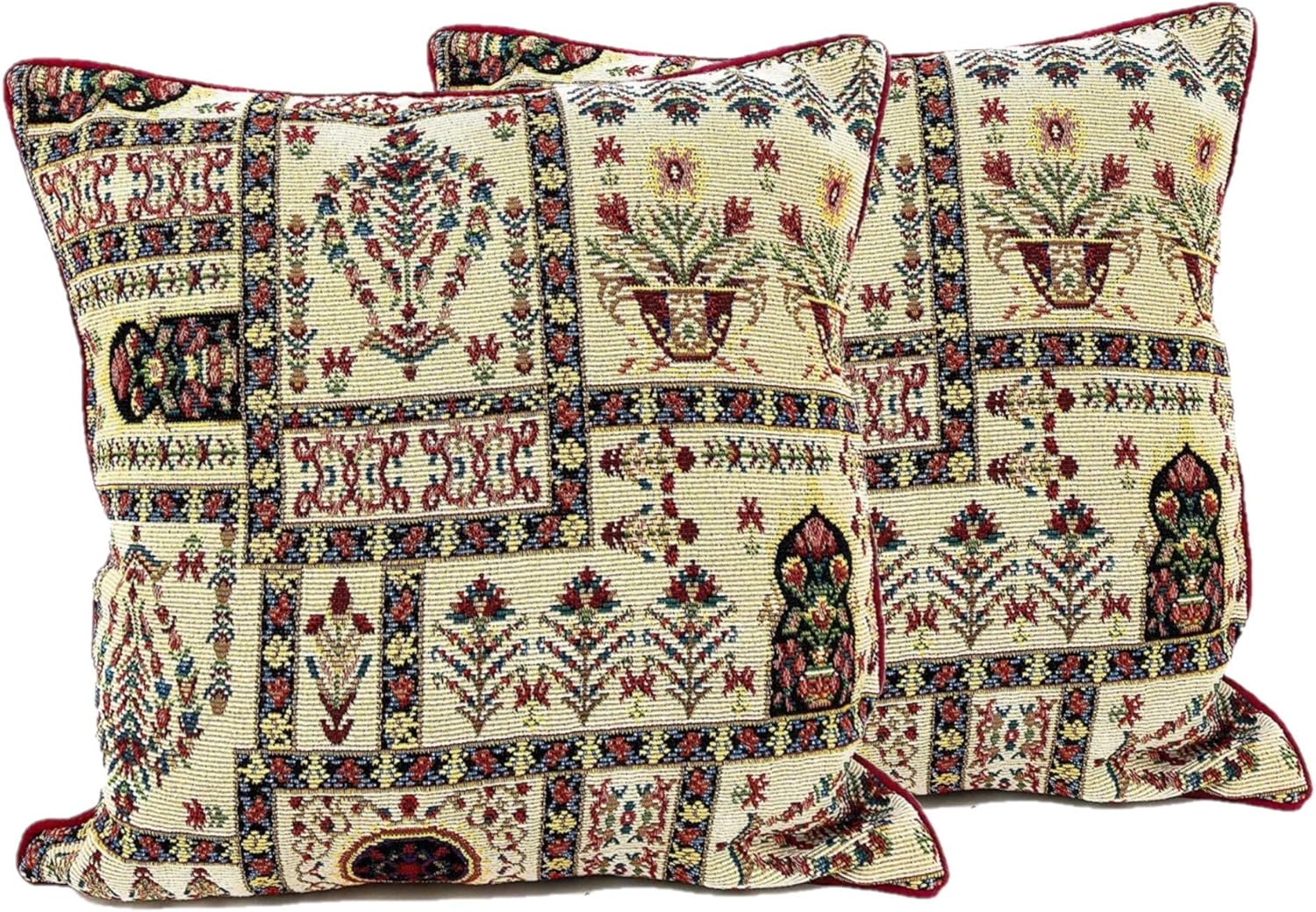 Boho Beige Throw Pillow Cover — 16" — 16" x 16" (Pack of 2)