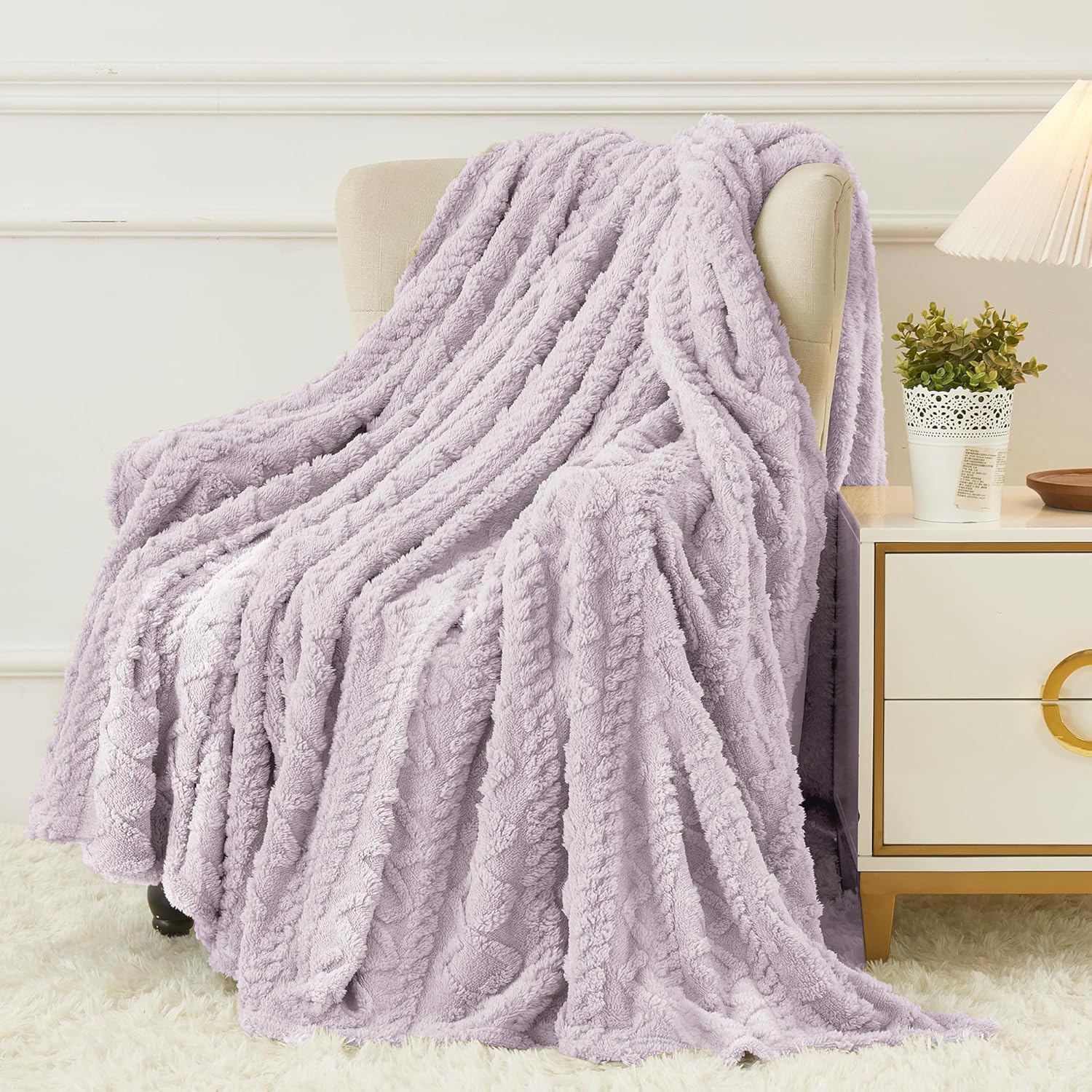 Beige Throw Pillow — 50" — Purple