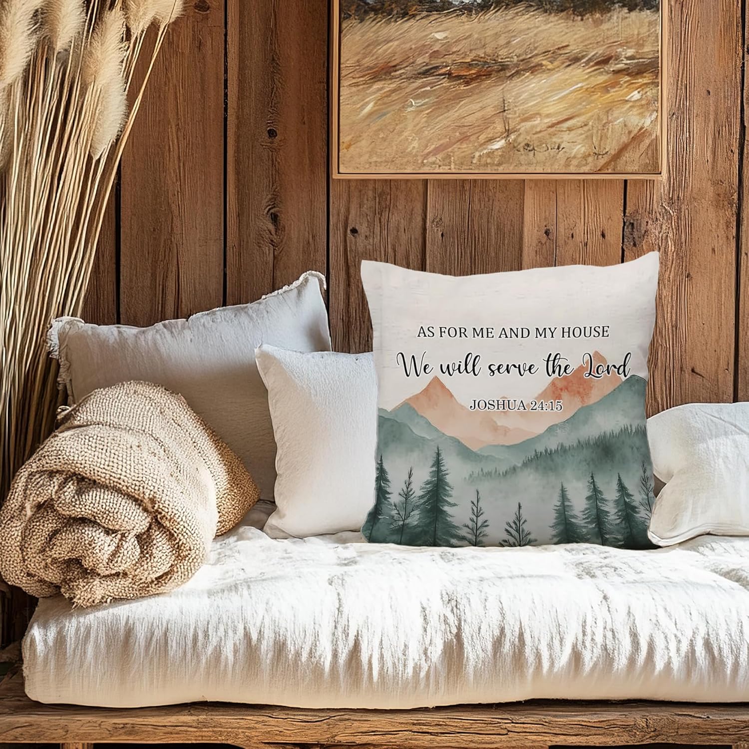 Boho Blue Throw Pillow Cover — 18x18 - View 3