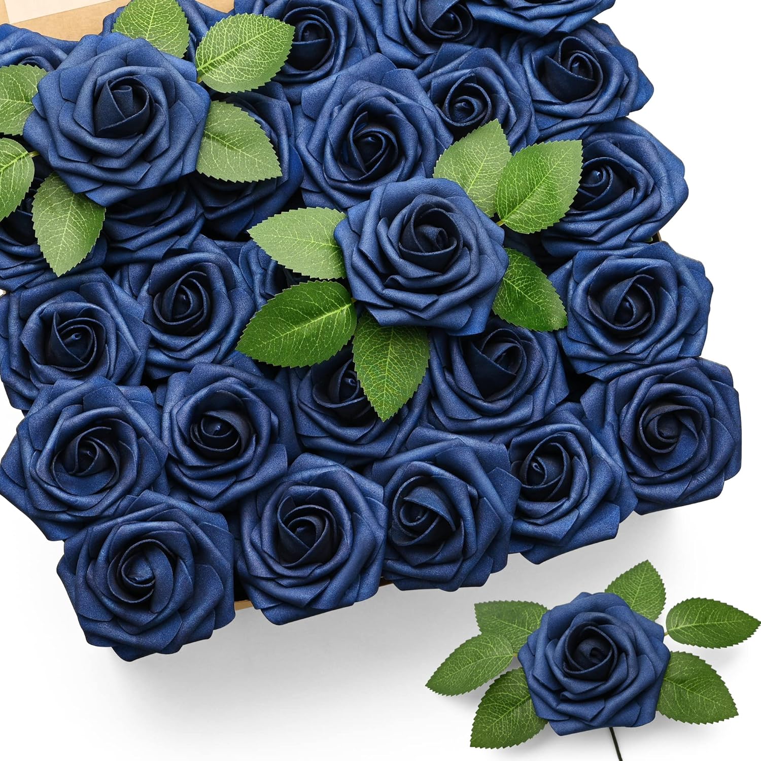 Beige Artificial Flowers — Navy Blue