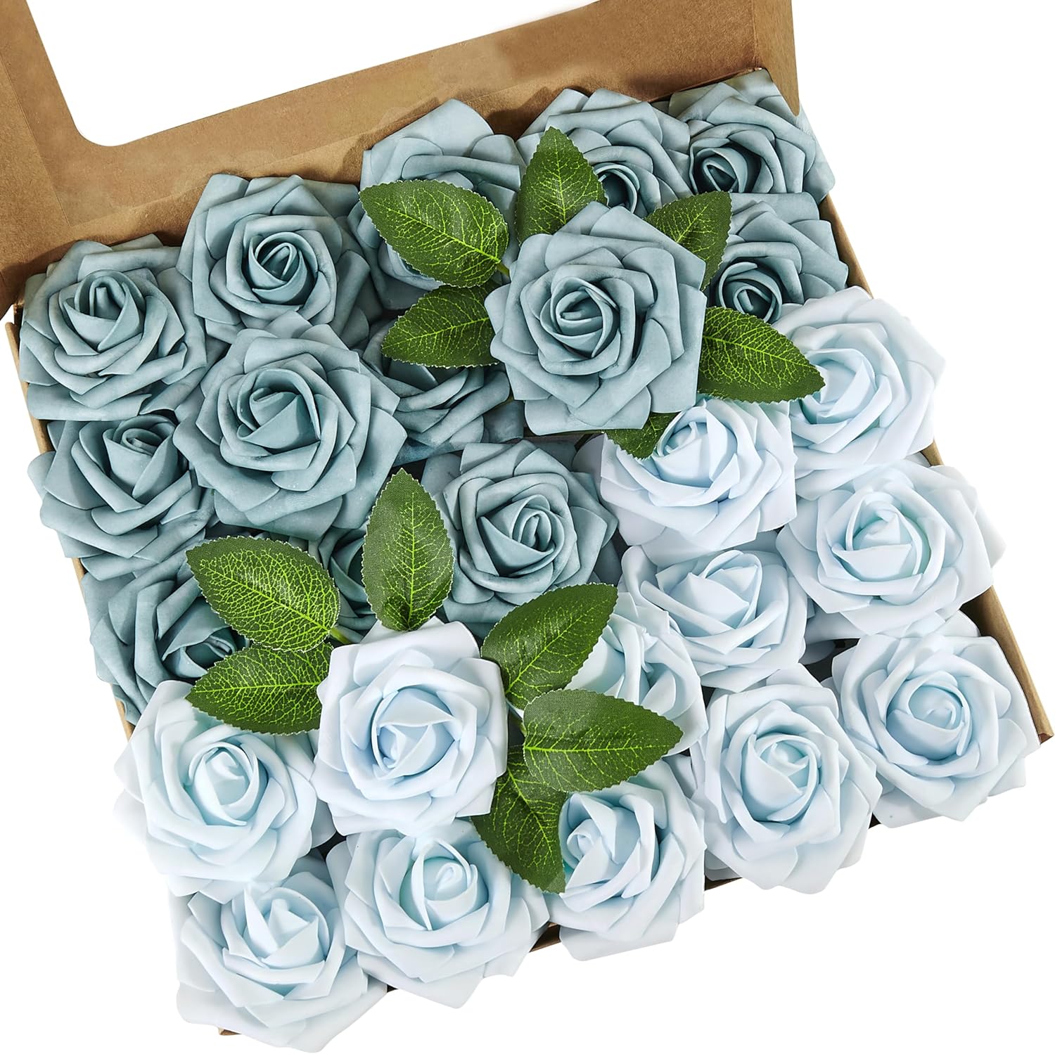 Beige Artificial Flowers — Dusty Blue and Ice Blue