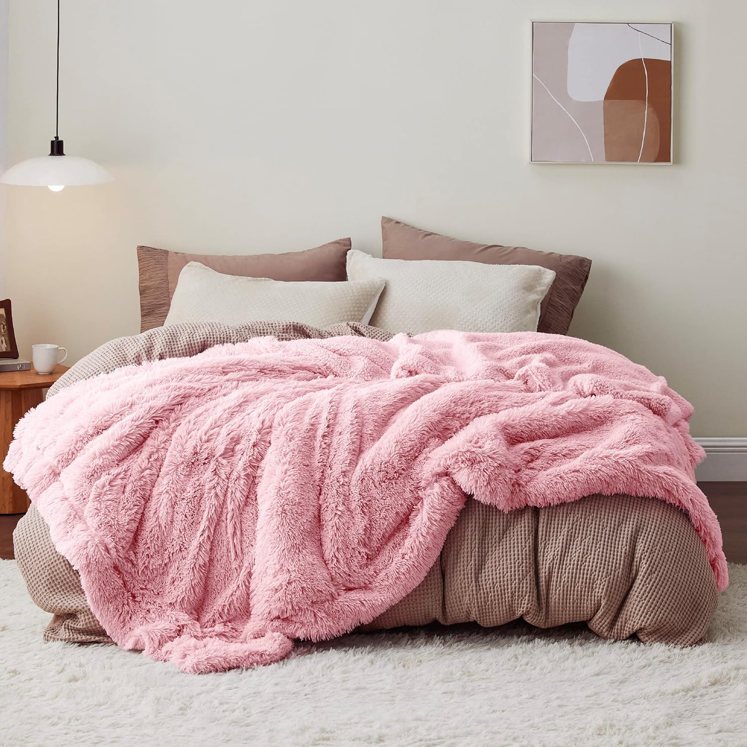 Beige Throw Pillow — 50" — 04- Pink