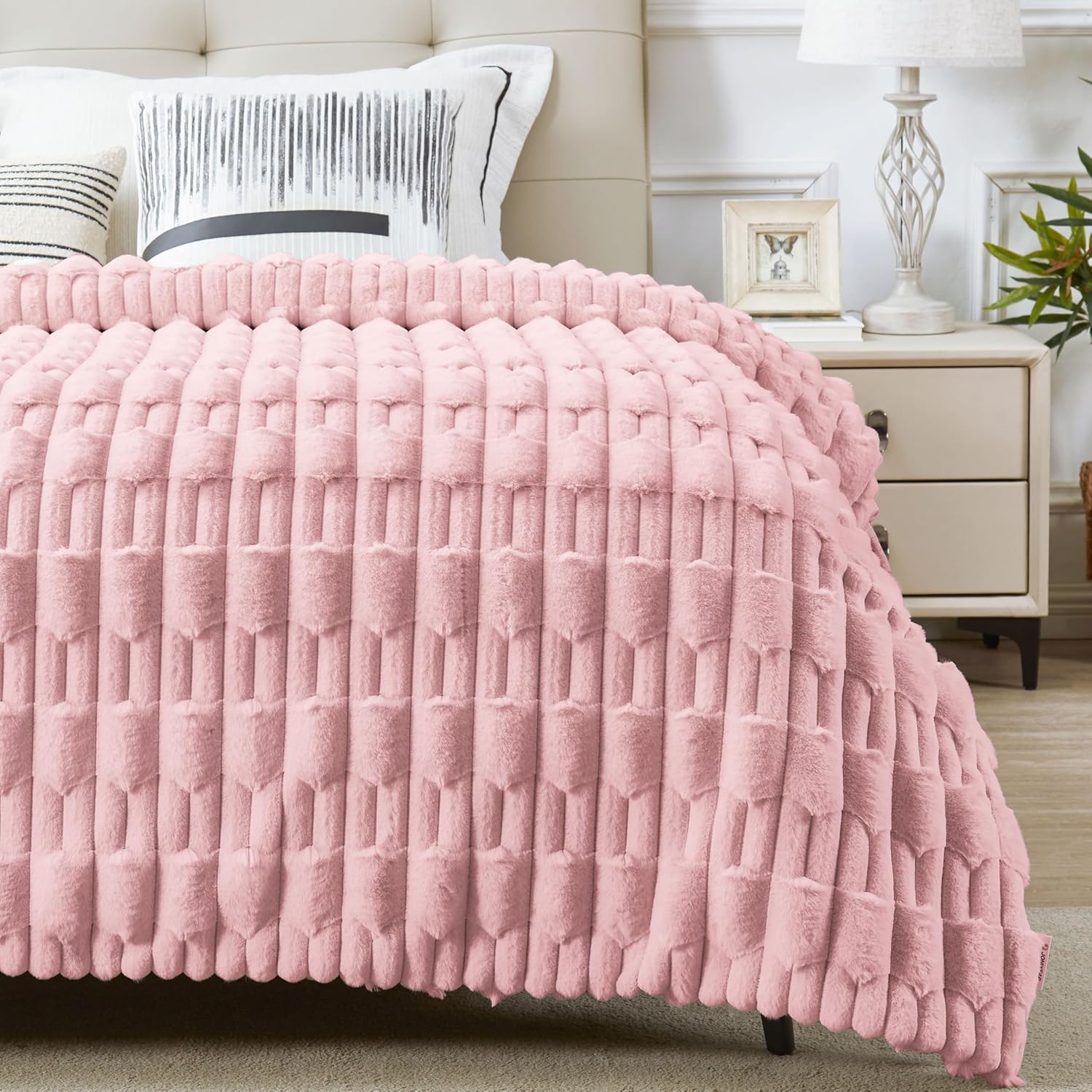 Modern Beige Throw Pillow — 50" — Pink