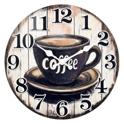 Battery Operated Brown Wall Clock — 14"