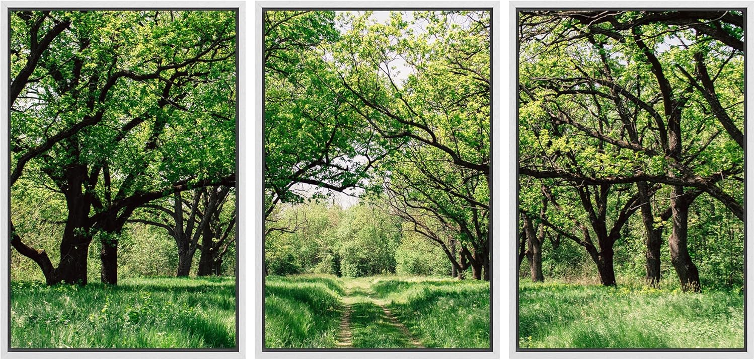 Framed Mid-Century Red Wall Art — 24" — 16" x 24" x 3 Panels WHITE