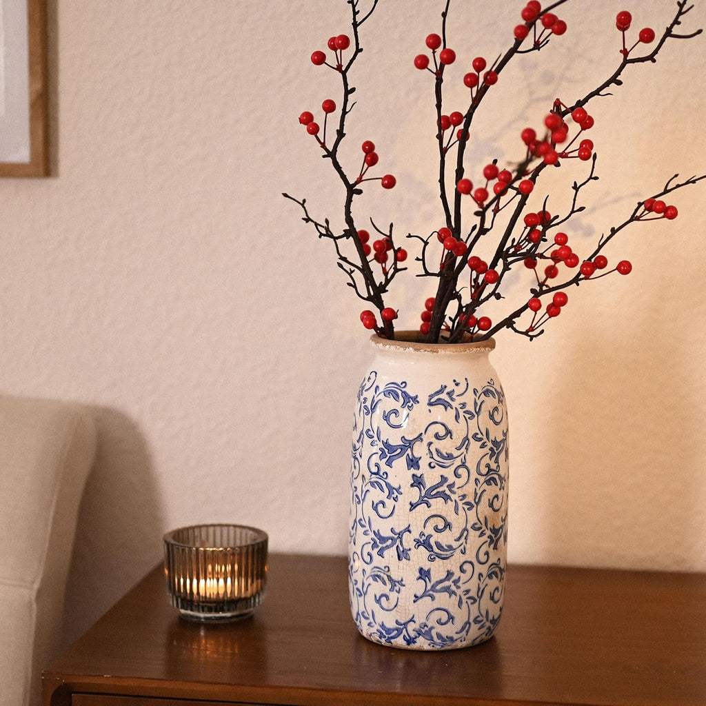 Farmhouse Blue Decorative Vase — 8" - View 3