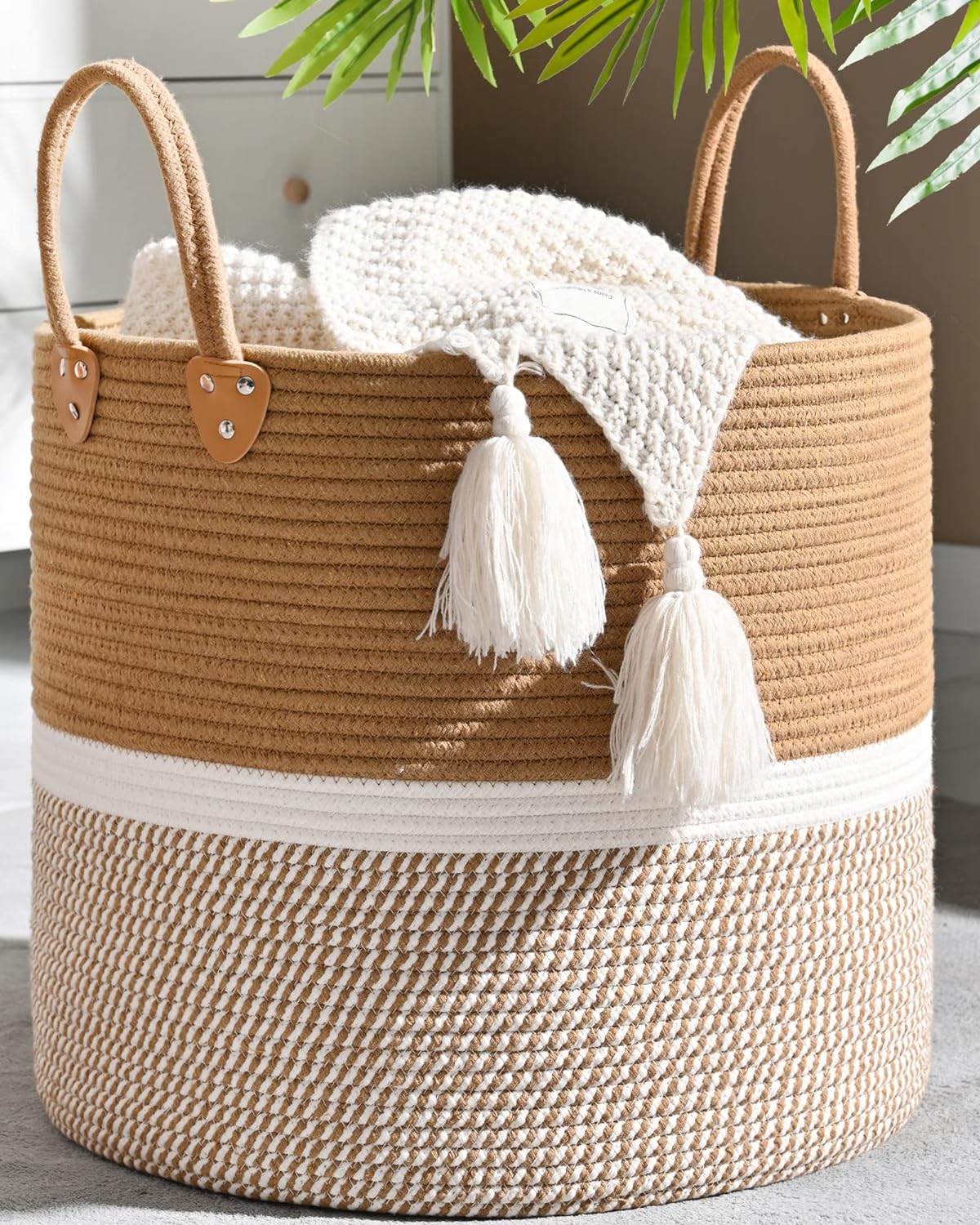 Boho Beige Throw Pillow — 18" — Brown