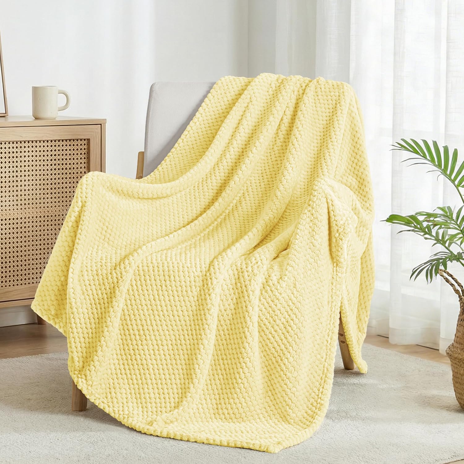 Beige Throw Pillow — 70" — Light Yellow