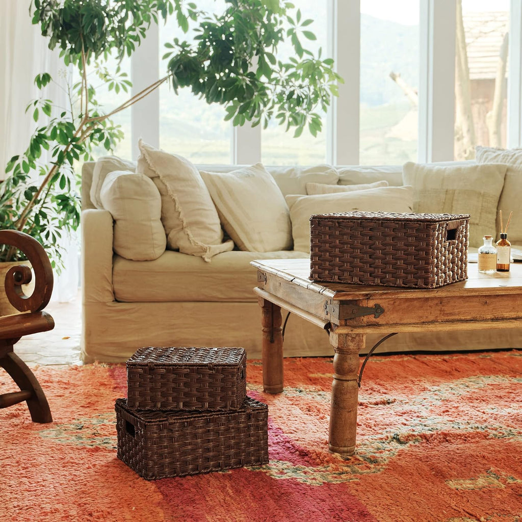 Boho Brown Woven Basket — Set of 3 - View 4
