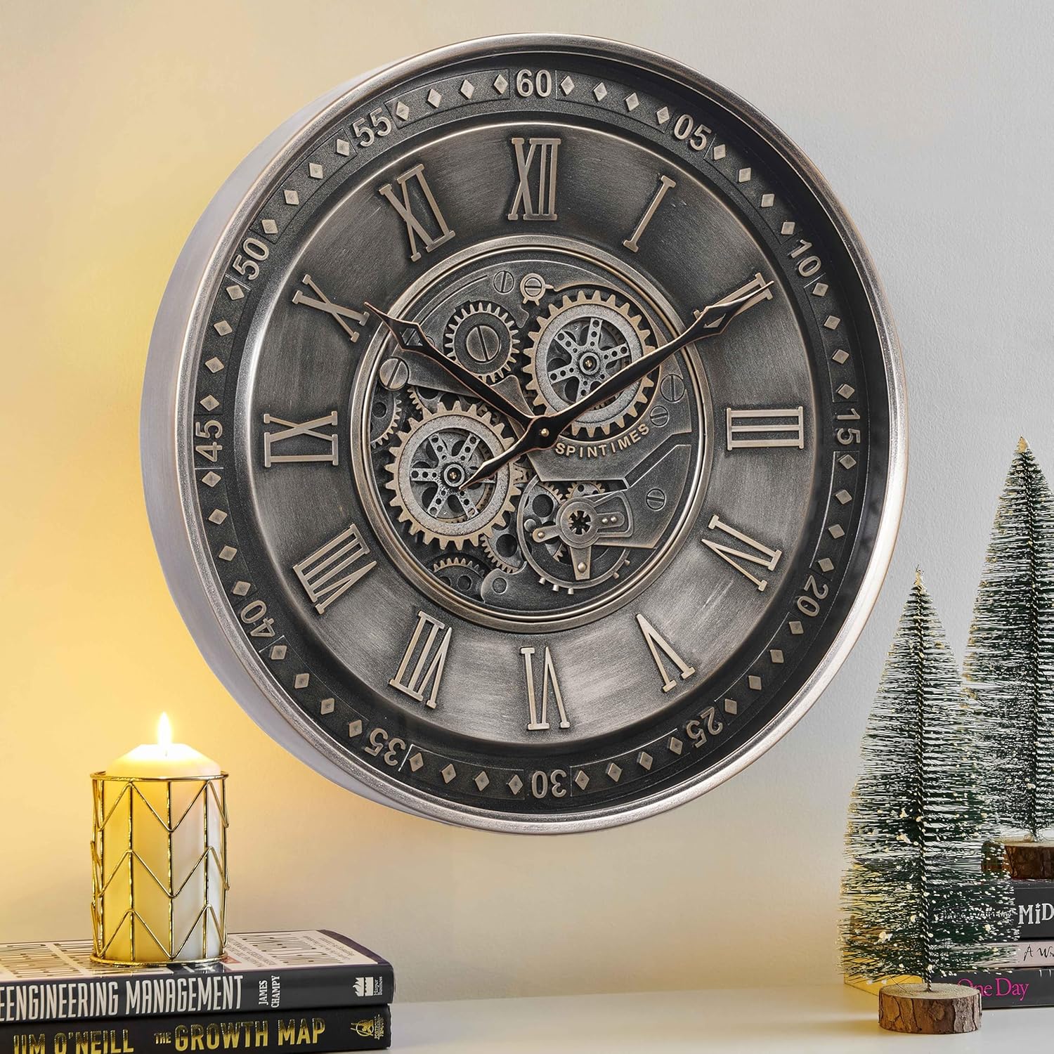 Oversized Farmhouse Beige Wall Clock — 24" — 24 Inch