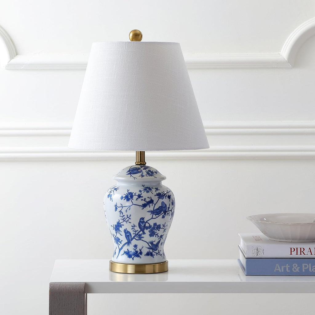 Linen Farmhouse Blue Bedside Lamp — 22" - View 9