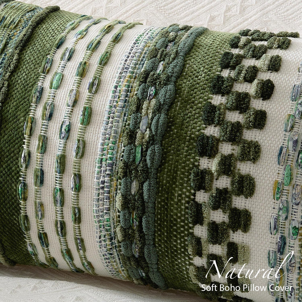 Tufted Boho Beige Throw Pillow Cover — 20" - View 3