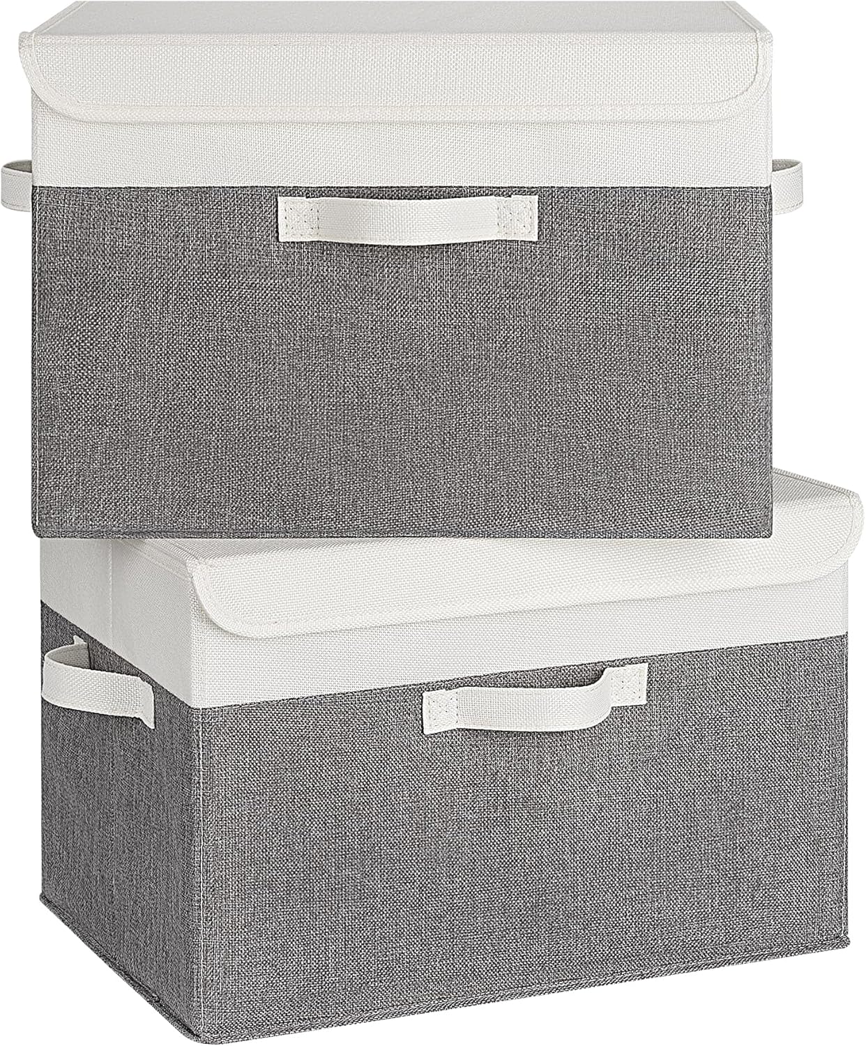 Beige Storage Bin — White/Gray