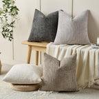 Chenille Boho Beige Throw Pillow Cover — 20" - View 3