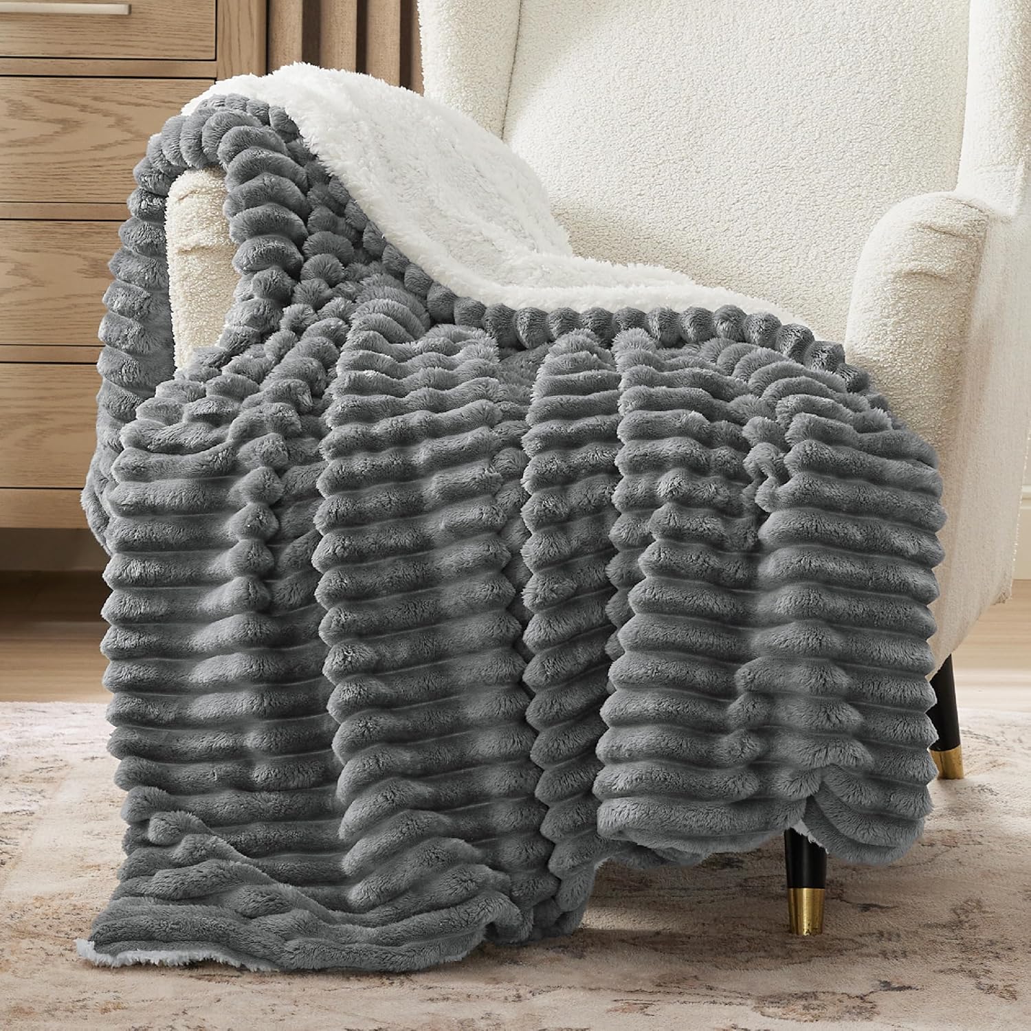 Beige Throw Pillow — 50" — 03 - Dark Grey