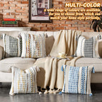 Chenille Boho Beige Throw Pillow Cover — 18" - View 6
