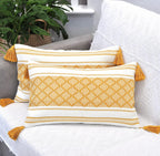 Boho Black Throw Pillow Cover — 20" — Mustard Yellow