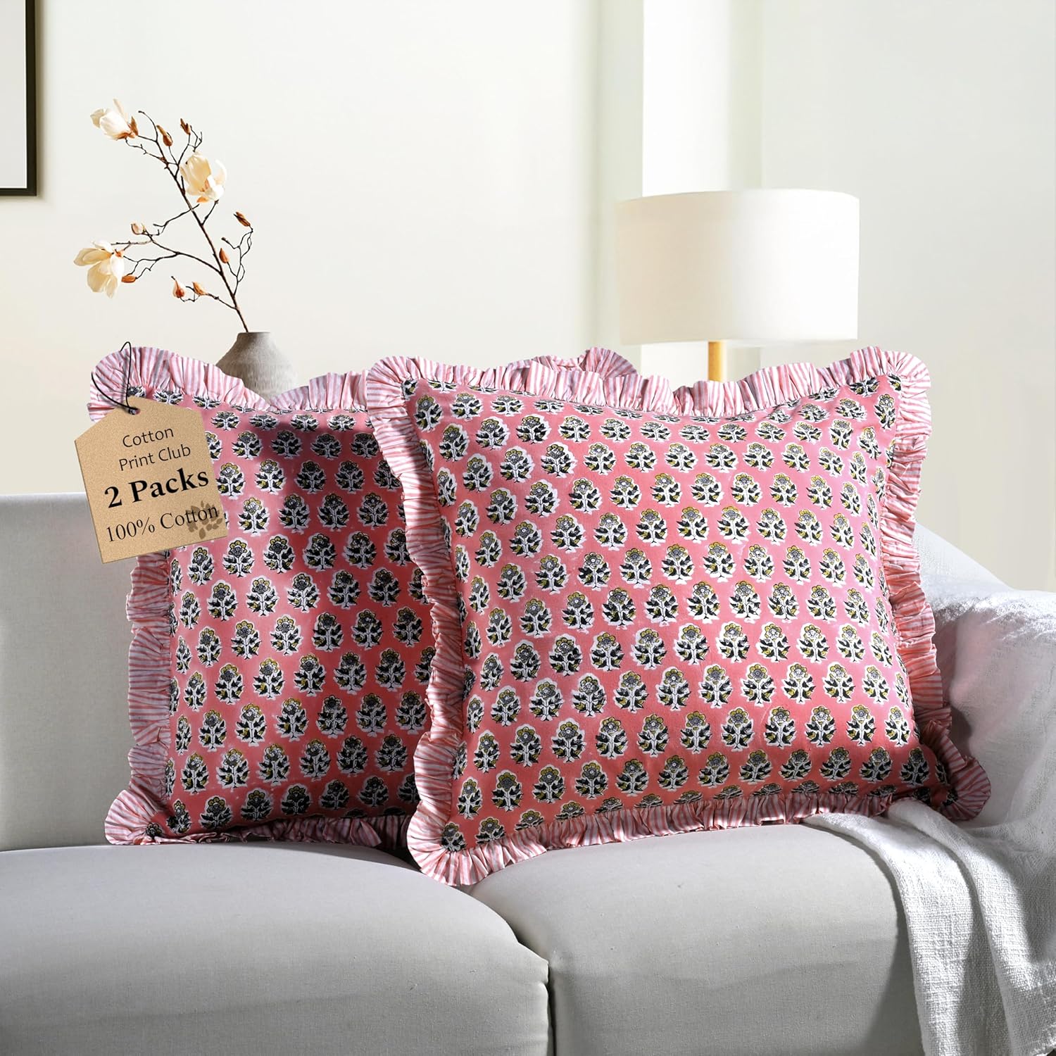 Boho Blue Throw Pillow — 20" — 24" x 24" (Pack of 2)
