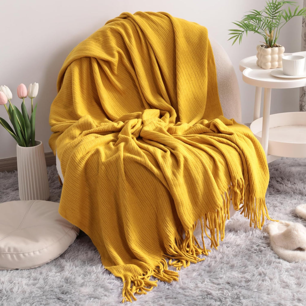 Boho Beige Throw Pillow — 51" — Turmeric Yellow