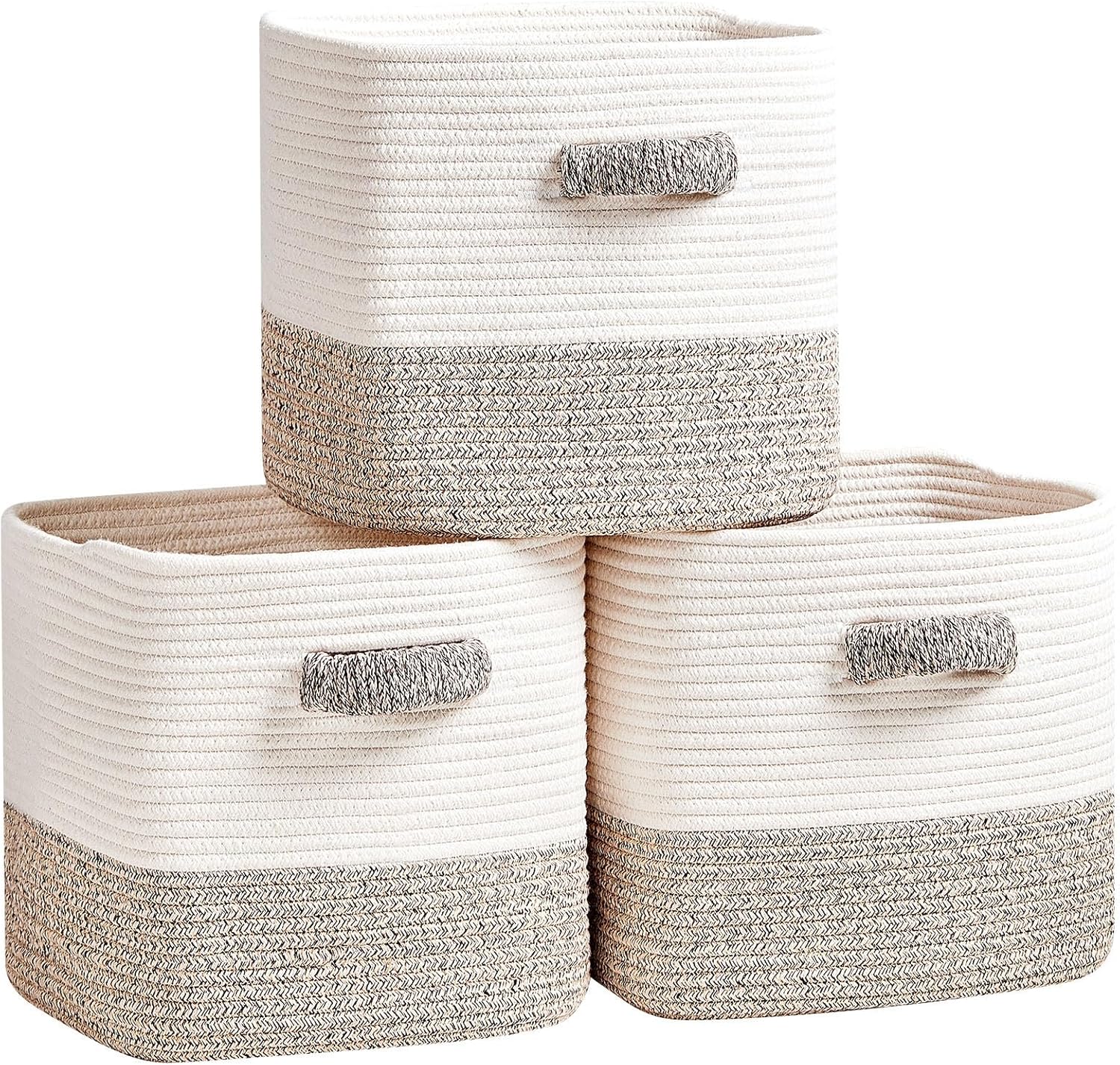 Boho Beige Vase — 11" — White & Beige