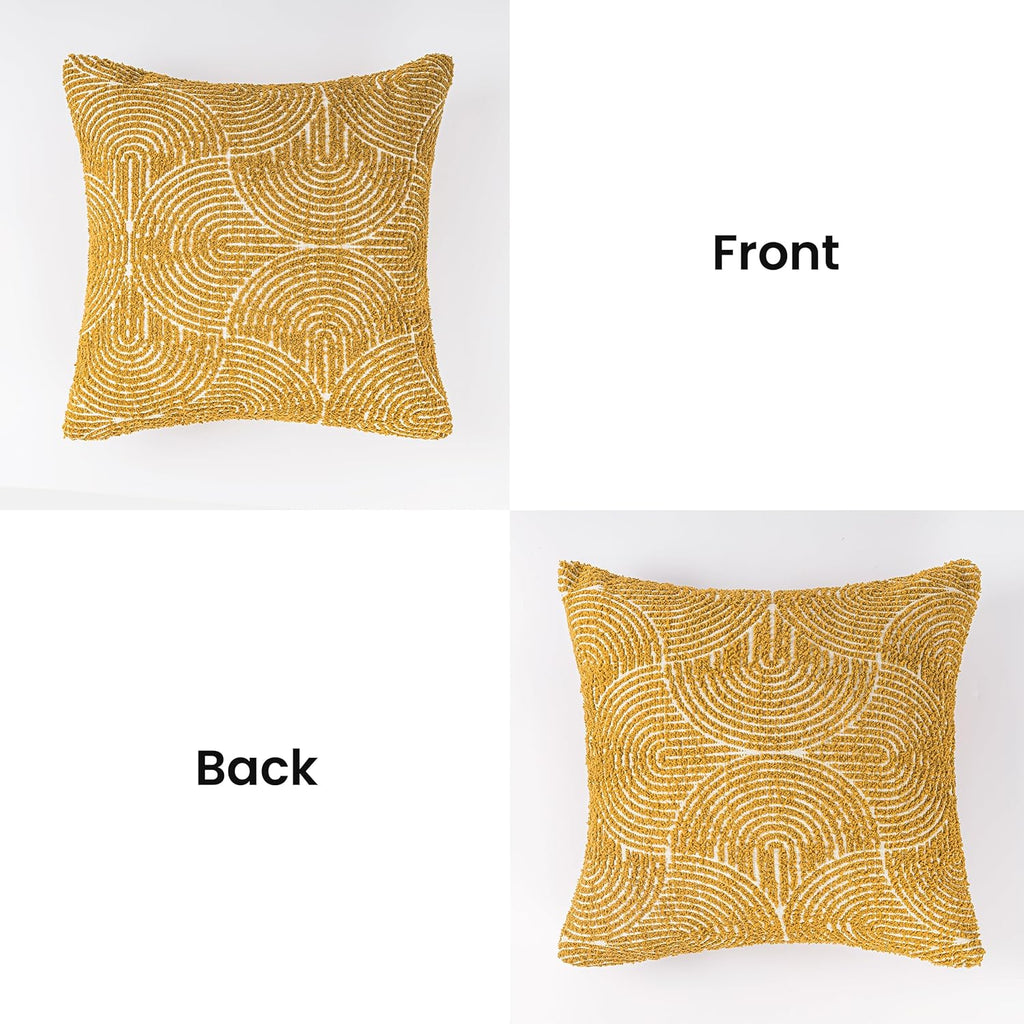 Tufted Boho Beige Throw Pillow Cover — 18" - View 3