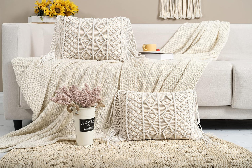 Lumbar Boho Rattan Throw Pillow Cover — Set of 2 - View 5