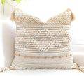 Lumbar Boho Beige Throw Pillow Cover — 36" — 20" x 20" (Pack of 1)