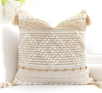 Lumbar Boho Beige Throw Pillow Cover — 36" — 20" x 20" (Pack of 1)