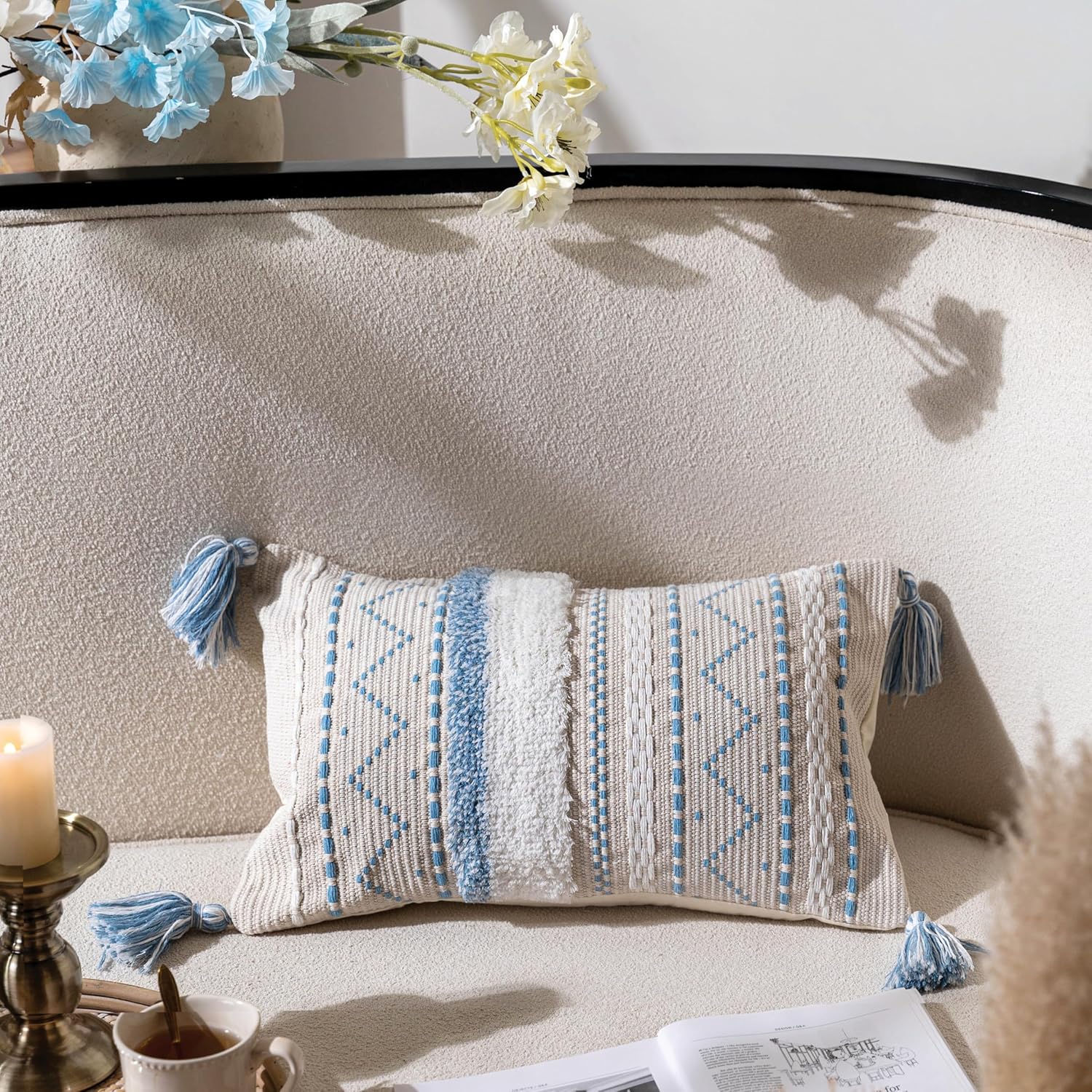 Tufted Boho Beige Pillow Cover — 36" — 20" x 12" (Pack of 1)