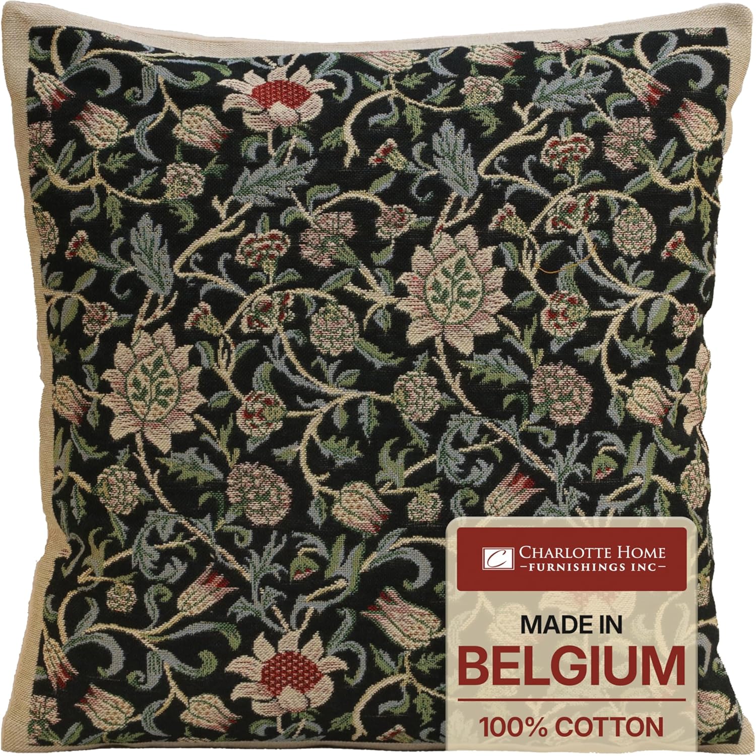 Boho Beige Throw Pillow Cover — 16x16 — Red,cream,red