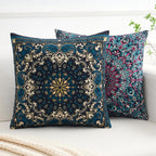 Velvet Boho Blue Throw Pillow Cover — 18" - View 4