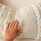 Lumbar Boho Beige Throw Pillow Cover — 36" - View 3