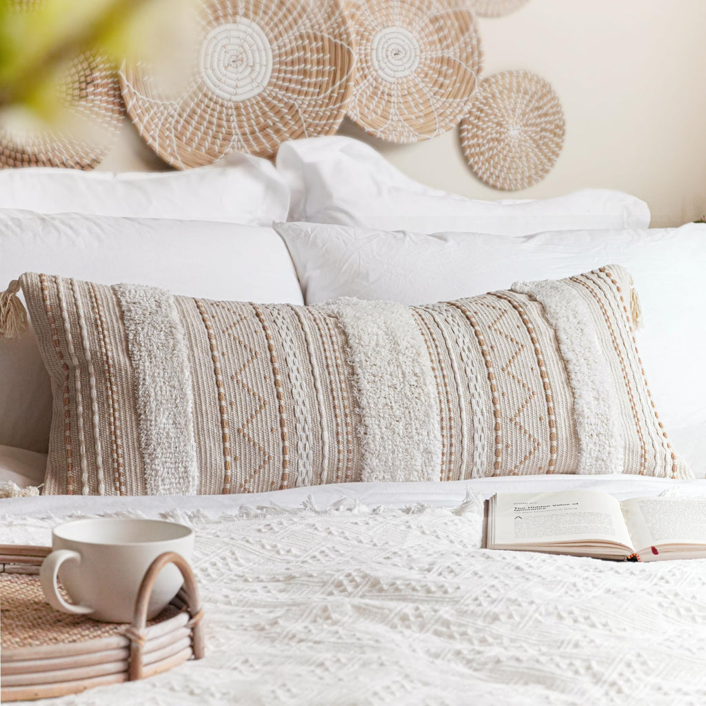 Tufted Boho Beige Pillow Cover — 36"