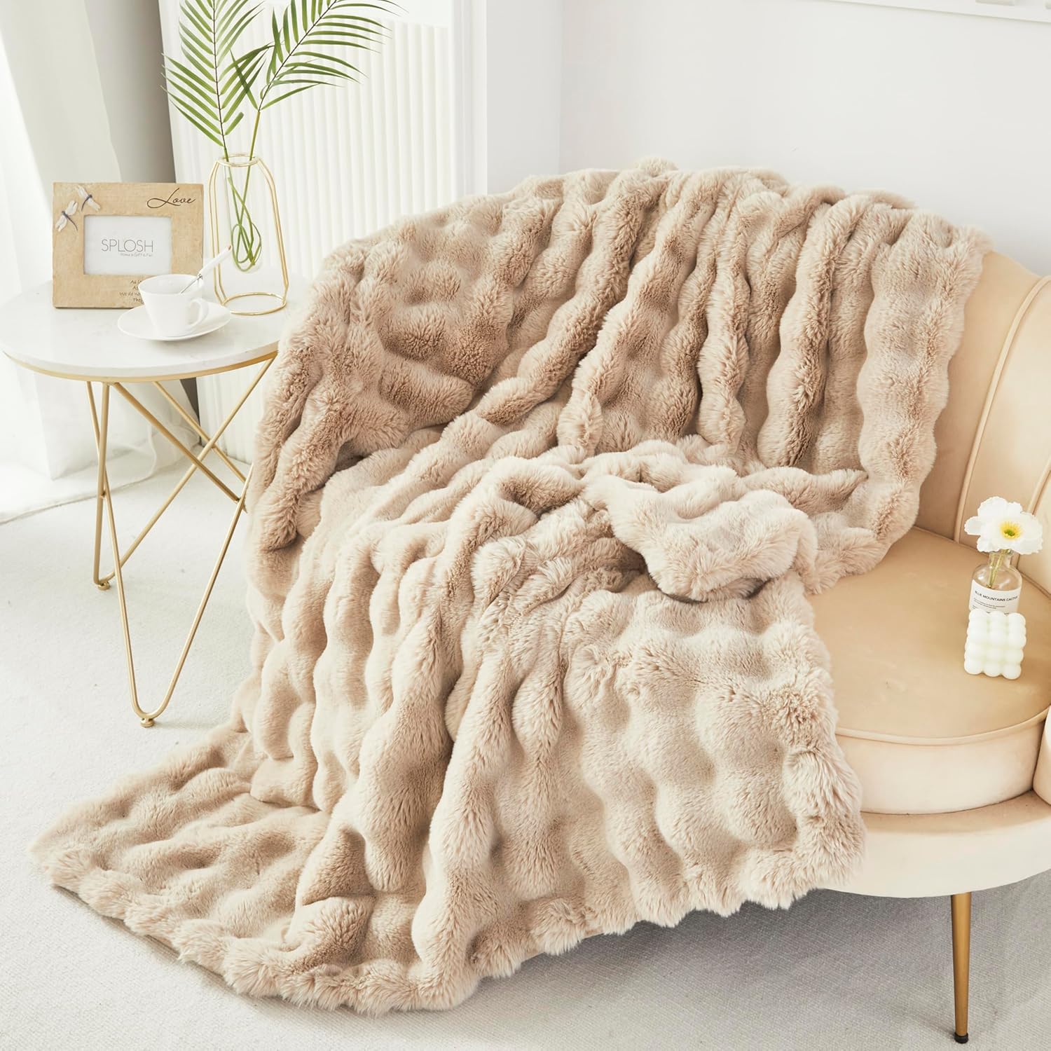 Beige Throw Pillow — 51" — 63''x79''