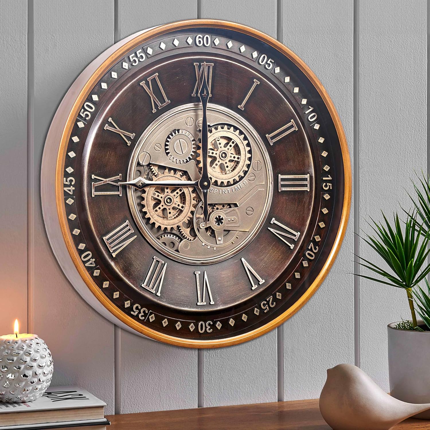 Oversized Farmhouse Beige Wall Clock — 24" - View 5