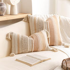 Tufted Boho Beige Throw Pillow Cover — 20" - View 8